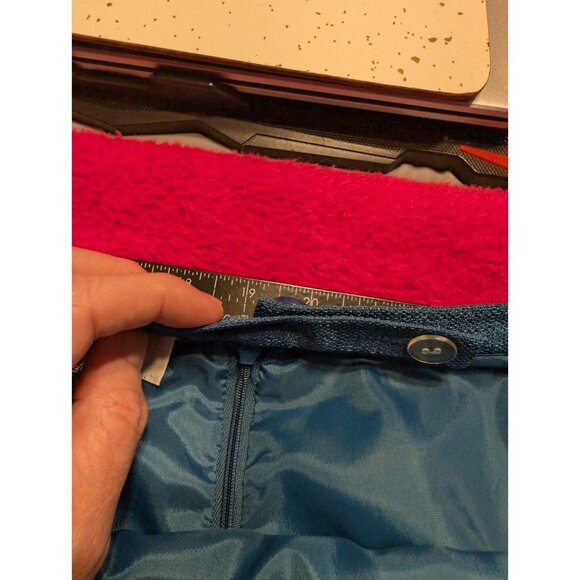 Vintage Judith Hart Skirt 20W Teal Blue Basketweave Texture Long Pencil Career - Picture 5 of 6